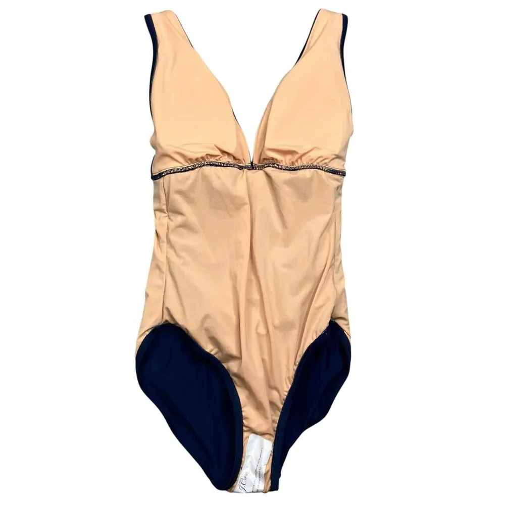 J.Crew One Piece Women S Navy Ruched Plunge Swimsuit V-Neck CI098 Resortwear